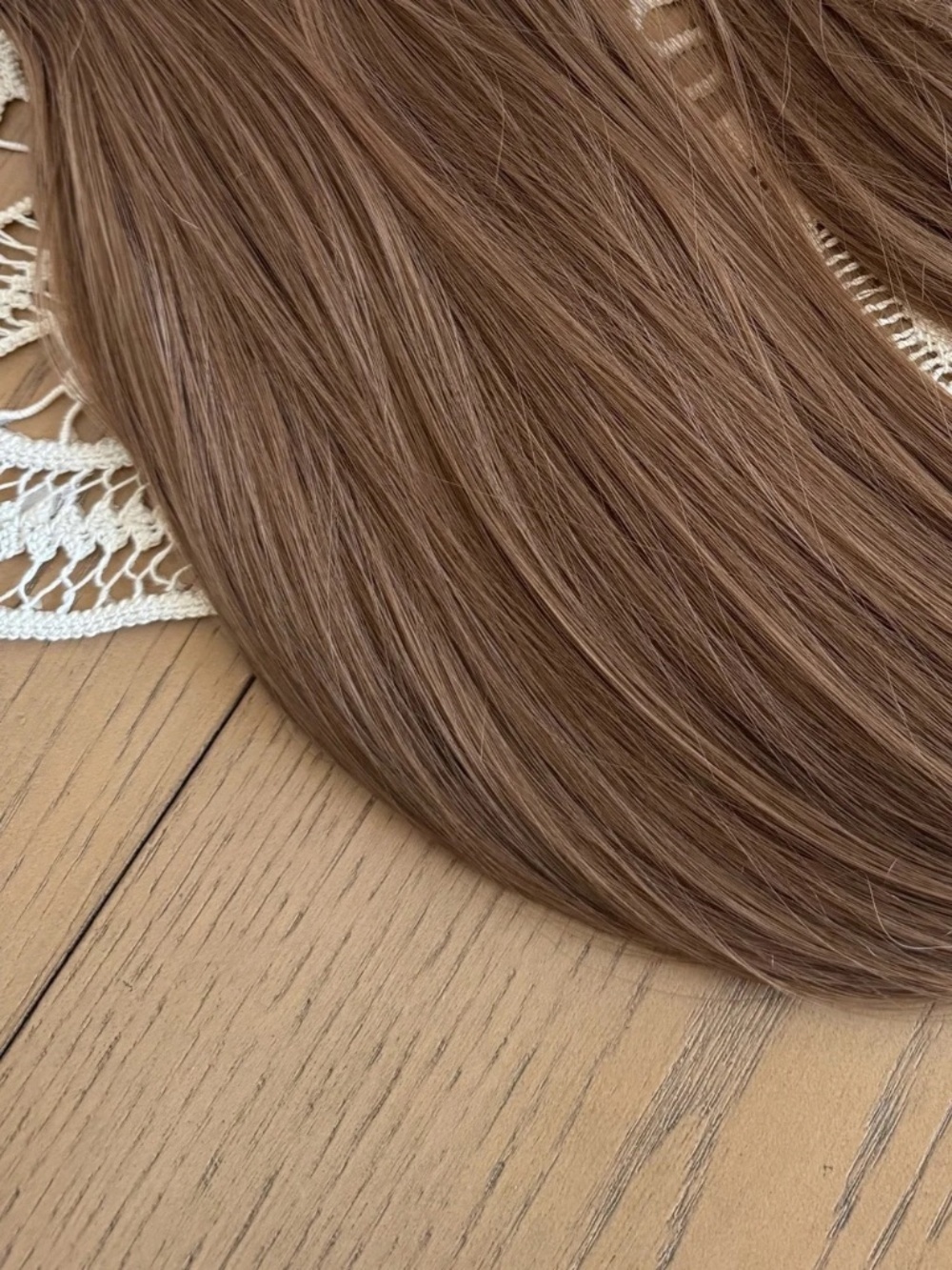 22” Human Hair Blend Clip-In Hair Extensions light Brown Straight Full Set - Picture 5 of 6
